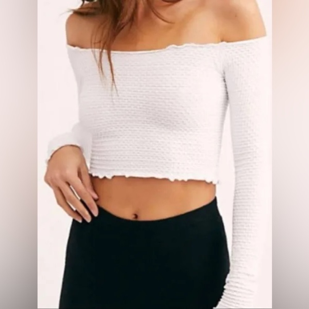 Free People Intimately Honeycomb Off-Shoulder Crop Top